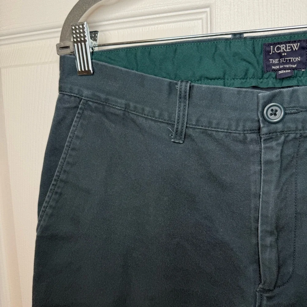 J. Crew The Sutton Men's Green Chino Pants Size 32x32 GUC